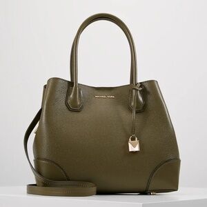 NWT MICHAEL KORS Mercer Gallery Medium Leather Satchel OLIVE 🫒
